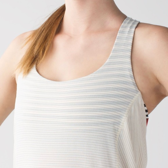 White and Coral Lululemon Wild Tank with Built-in Bra, Size 4 - Picture 2 of 12